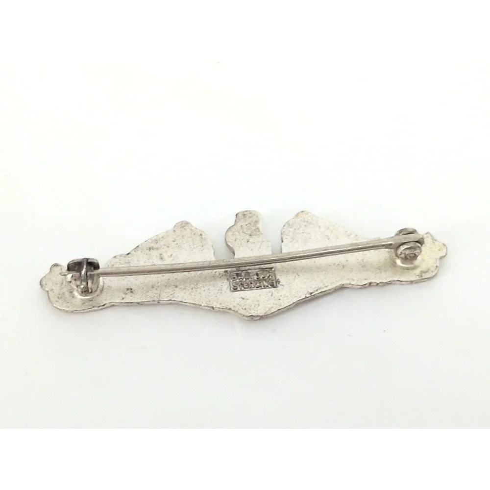 VTG Balfour Sterling Silver US Navy Submarine Dolphin Badge Pin I-B Pinback